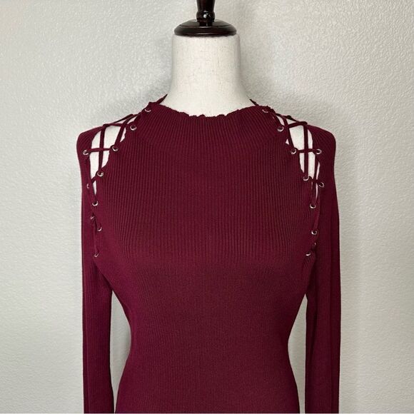 Fashion Nova Burgundy Arie Sweater Mini Dress - Picture 4 of 13